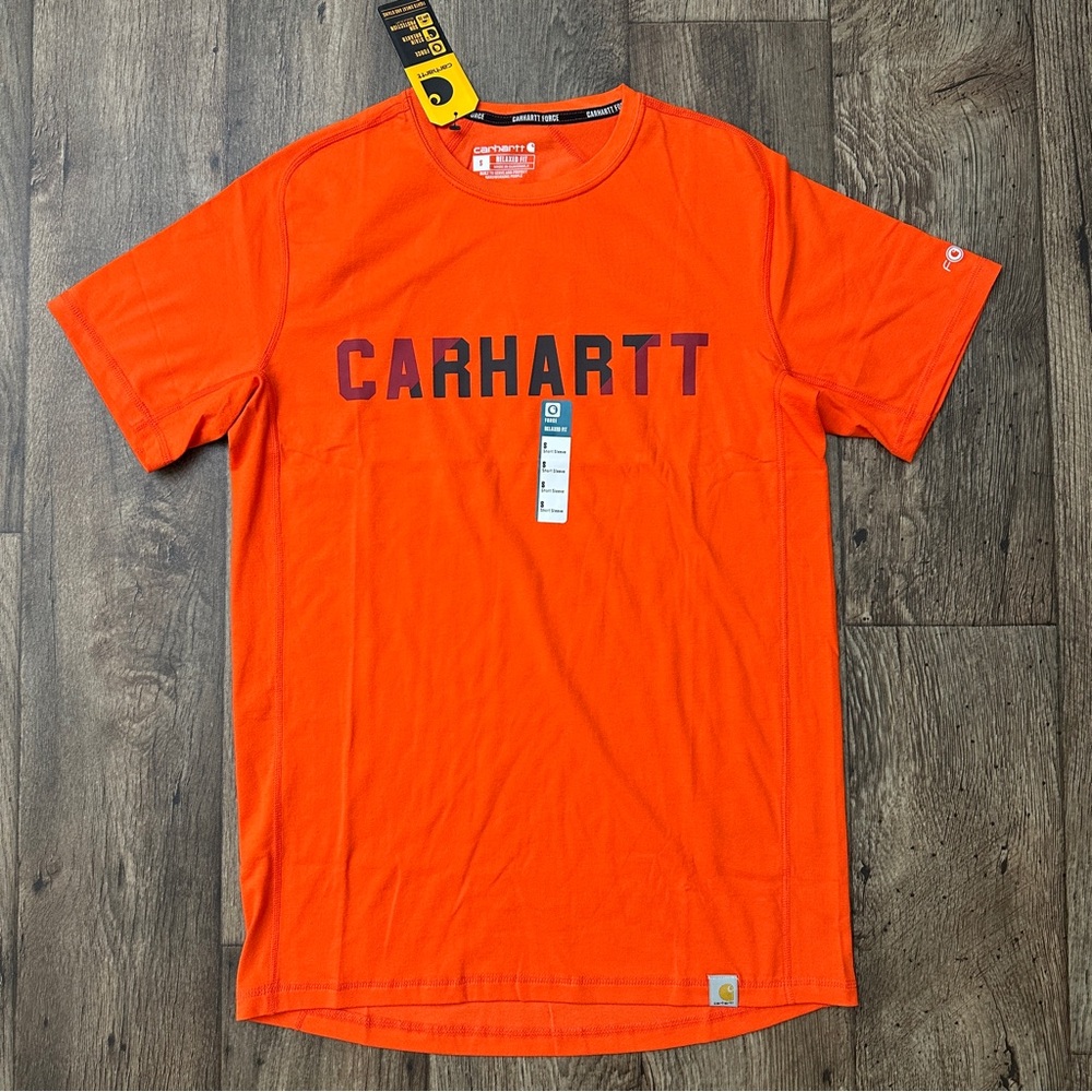 Carhartt Relaxed Fit Midweight Logo Graphic T-shirt Mens Size S Orange